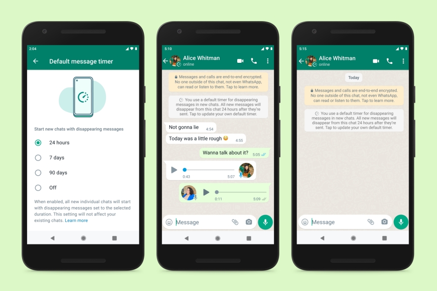 chat - Social Nation default disappearing messages