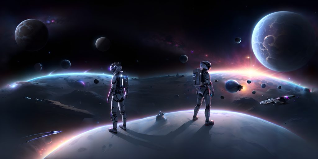 scifi_a_floating_man_exploring_space_with_beautifu-1 - Social Nation VR World with Skybox
