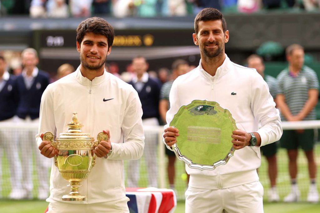 Wimbledon-071623-5-bddd5954e0494342a43652e473f7b7fd - Social Nation carlos alcaraz wimbledon 2023 novak djokovic winner youngest title men's singles championship tennis world grand slam trophy spain