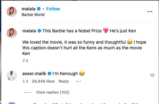 Screenshot-2023-08-03-at-4.38.52-PM - Social Nation Malala Yousafzai's Barbie Caption has our heart