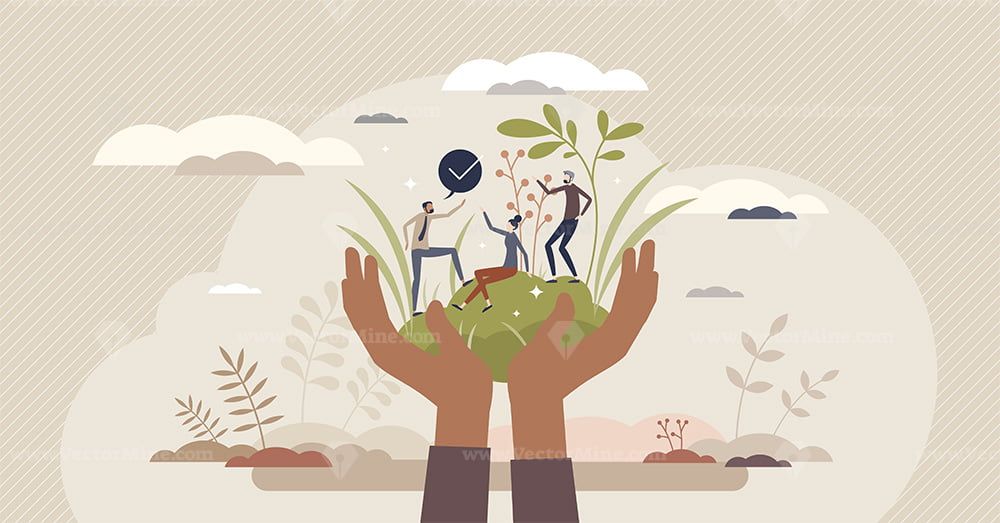 Social-responsibility-or-protection-with-corporate-ethics-tiny-person-concept - Social Nation Influencers should promote responsible travel