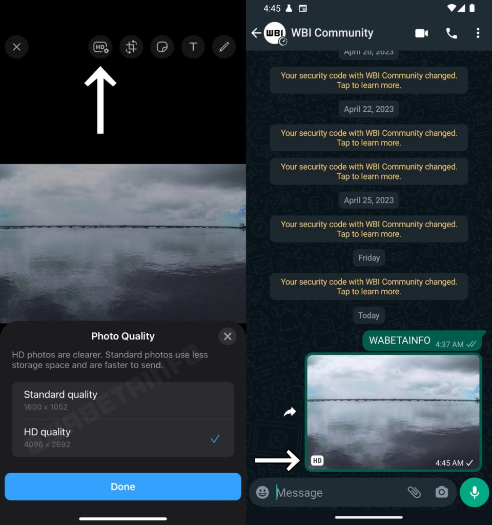 WhatsApp HD image sharing