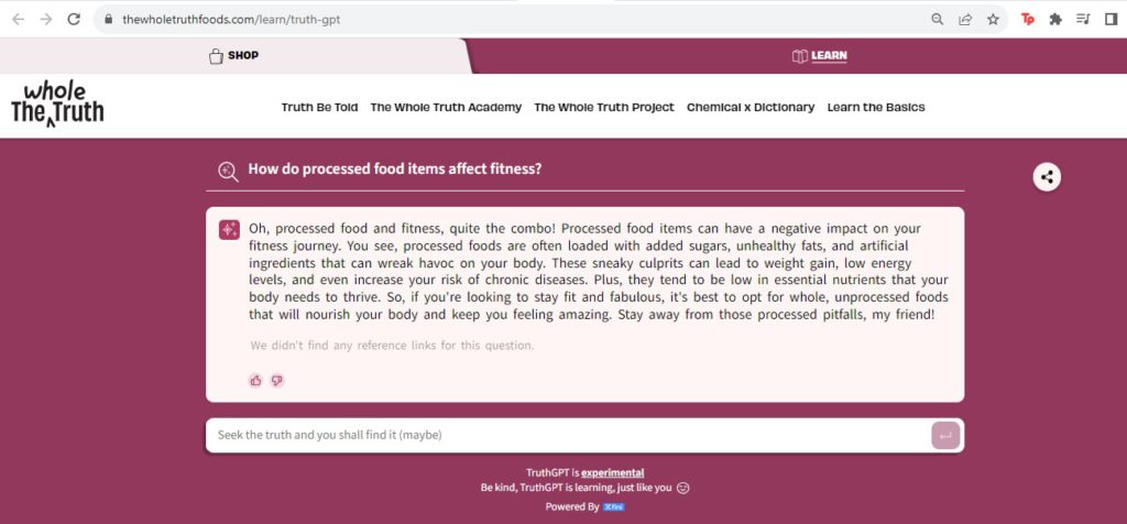 truth - Social Nation truthgpt question food fitness the whole truth foods processed answer