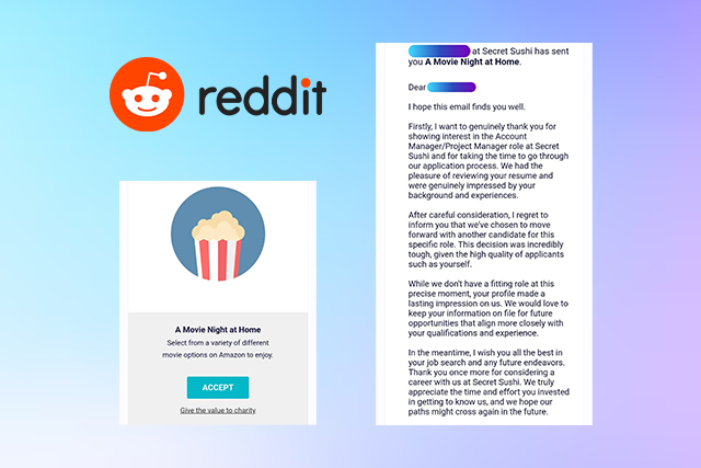 Job Rejection - Social Nation Job Rejection sweetened for a Reddit User
