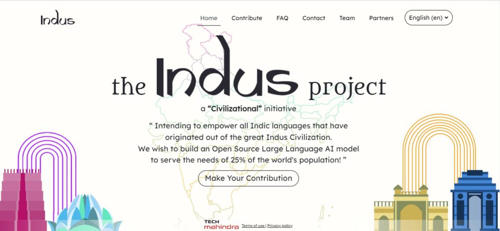 proj-indus-1 - Social Nation tech mahindra project indus website AI model indic languages LLM contribution