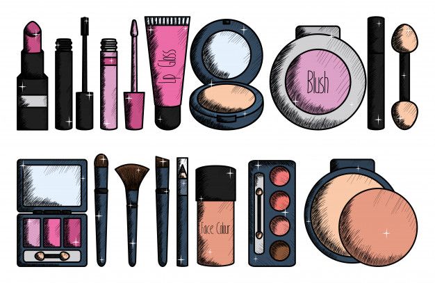 Free-Vector-_-Set-of-make-up-accessories-drawing - Social Nation Diwali makeup looks by beauty creators
