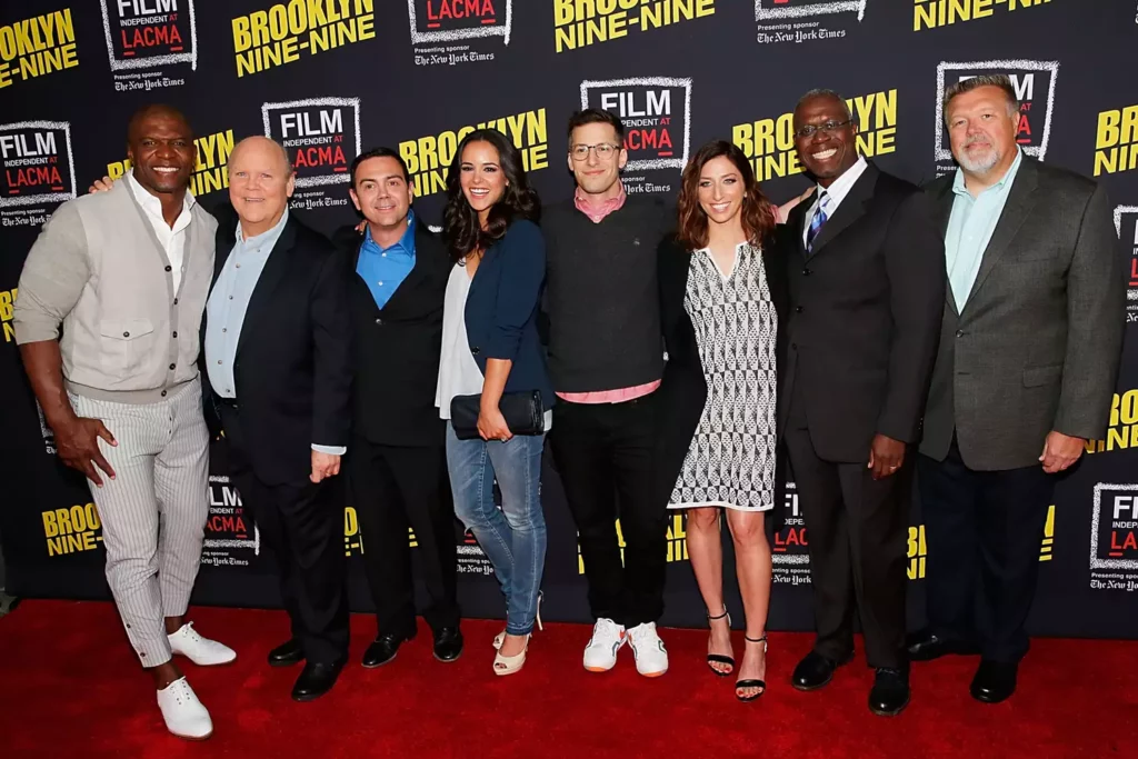Brooklyn Nine-Nine cast Terry Crews, Chelsea Peretti, Dirk Blocker, Joel McKinnon Miller, Joe Lo Truglio, Melissa Fumero, Andy Samberg