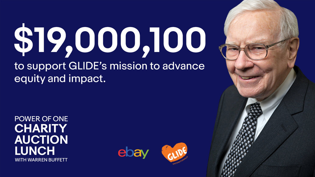 Warren Buffet eBay for Charity Glide Foundation power of one charity auction lunch bidder 19 million dollars