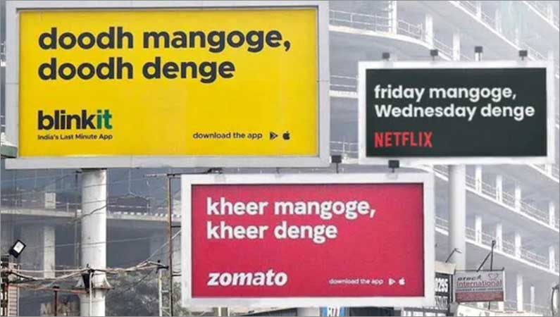 Brands billboard banter blinkit zomato netflix the delhi police
