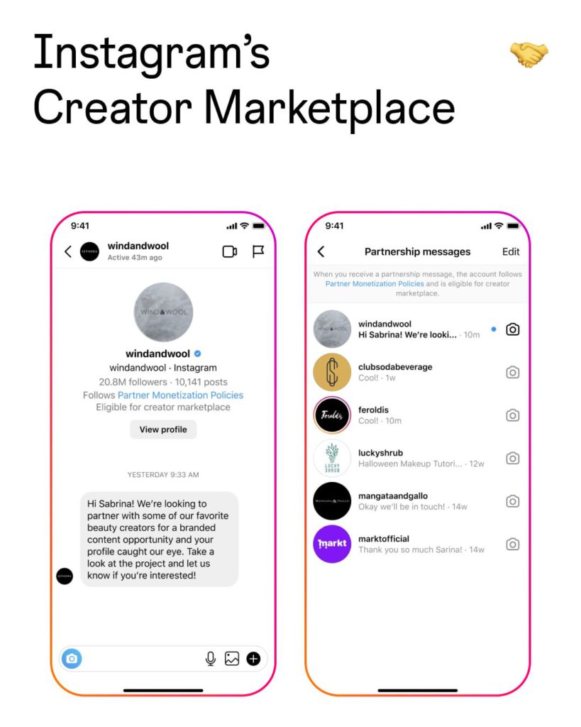 Instagram creator marketplace brands creators branded ads content partnership collaboration