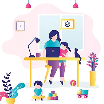Working-Multitasking-Vector-PNG-Images-Remote-Work-Multitasking-Businesswoman-Housewife-Children-Business-Cartoon-PNG-Image-For-Free-Download - Social Nation Parent run Instagram accounts can end up the child in the dark side of internet