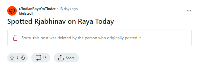 raya-reddit - Social Nation Raya dating app Reddit user posts profiles celebrities RJ Abhinav