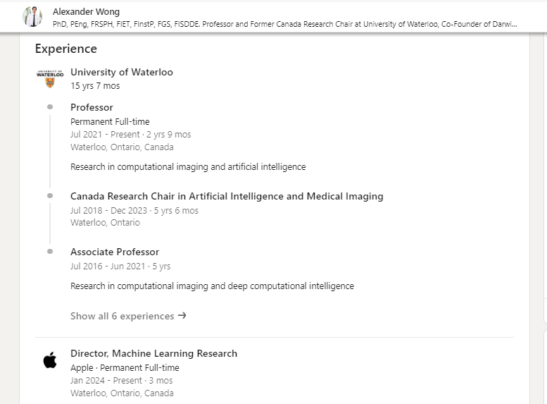 Alex-wong - Social Nation Apple acquires DarwinAI generative AI technology Alexander Wong research analyst LinkedIn