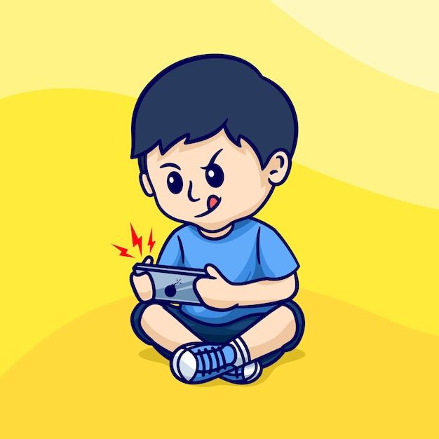 Premium-Vector-_-Cute-boy-sitting-playing-mobile-game-cartoon - Social Nation Ram Mandir paves the way for spiritual games