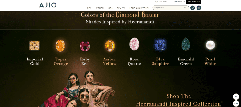 ajio - Social Nation Ajio Netflix Heeramandi the diamond bazaar exclusive collection ethnic wear Ajio's house of ethnics shades colours