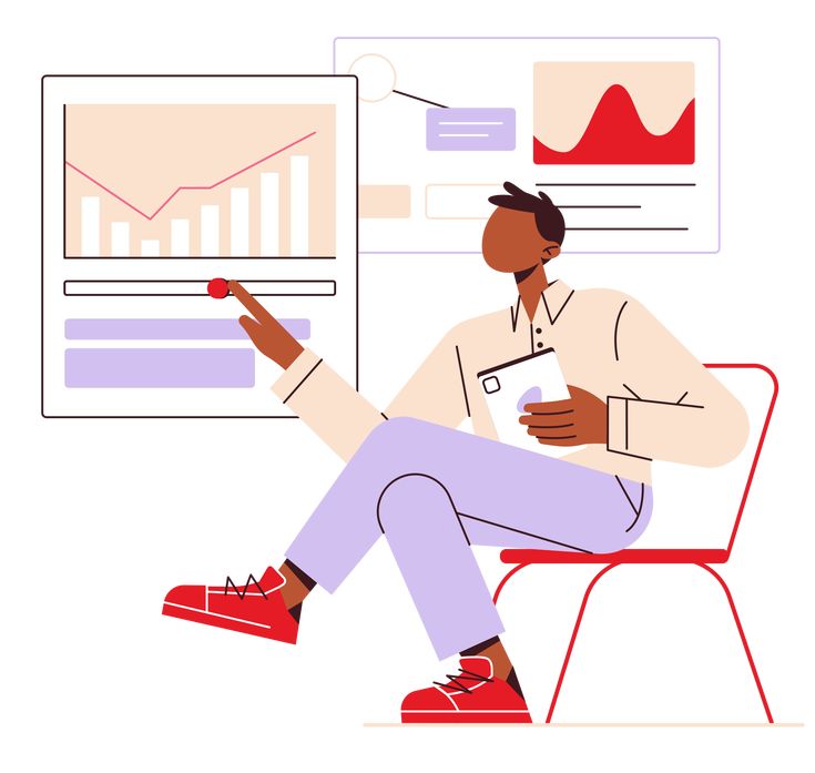 Man-studying-financial-analytics-Illustration - Social Nation With action steps, one can curb the issue of gender mismatch in influencer marketing