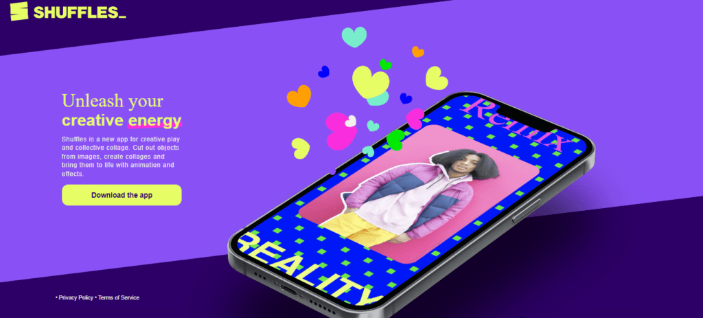 Shuffles by Pinterest app creative collective collage cut out images viral TikTok Gen-Z images library phone camera