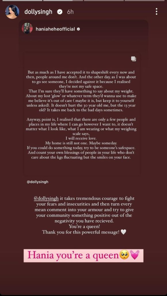 WhatsApp-Image-2024-05-15-at-15-24-501715843050-0 - Social Nation Dolly Singh content creator heartfelt post Instagram weight-shaming body shape issues body positivity celebrities react Hania Aamir