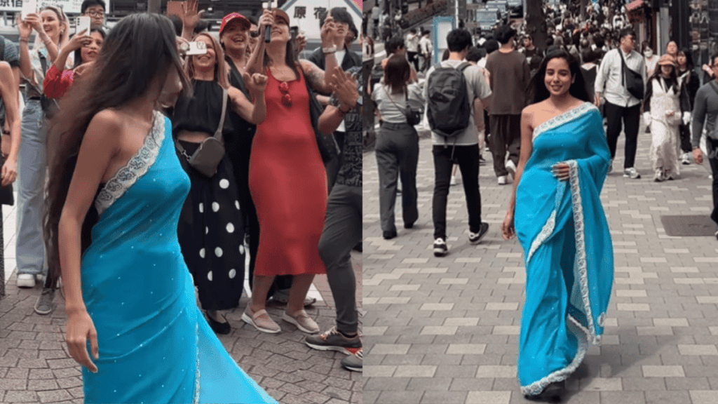 Mahi Sharma travel content creator saree japan viral video reel Instagram reactions