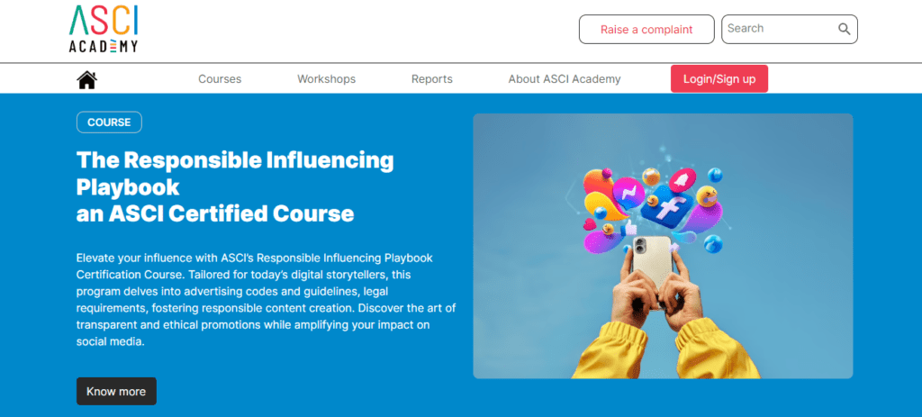 ASCI-Academy - Social Nation ASCI Academy The Responsible Influencing Playbook e-learning certified course