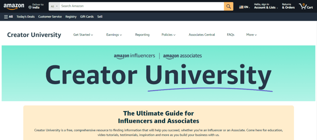 Amazon - Social Nation Amazon Amazon.In Creator University Creator website Connect content creators influencers skills