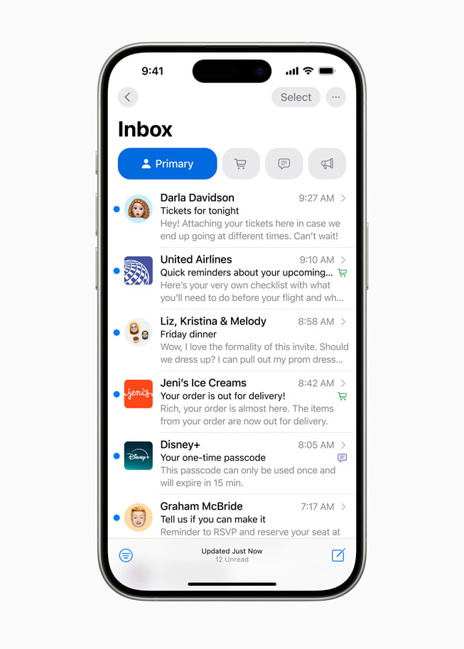 Apple-WWDC24-iOS-18-Mail-categorization-240610_inline.large_ - Social Nation Apple iOS 18 software update new features changes upgrade Generative AI Mail