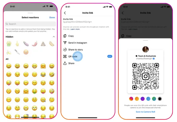 ig_broadcast_channel_update3 - Social Nation Meta Instagram new updates Broadcast Channel features exclusive members QR Code emojis