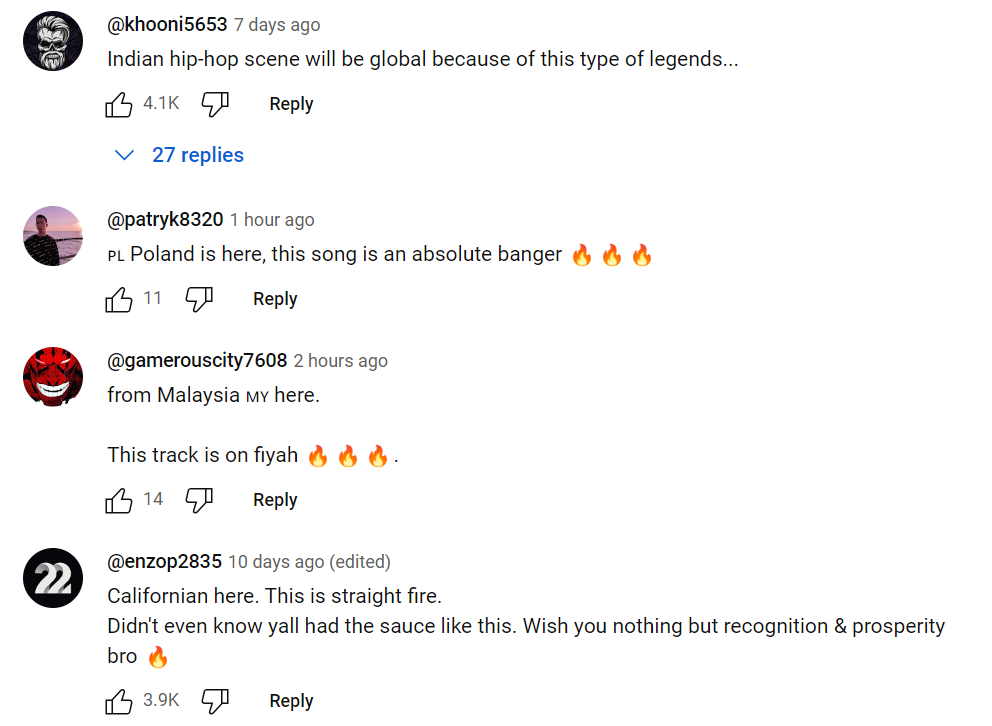 Screenshot (1729) - Social Nation big dawgs indian hip hop hanumankind YouTube comments section
