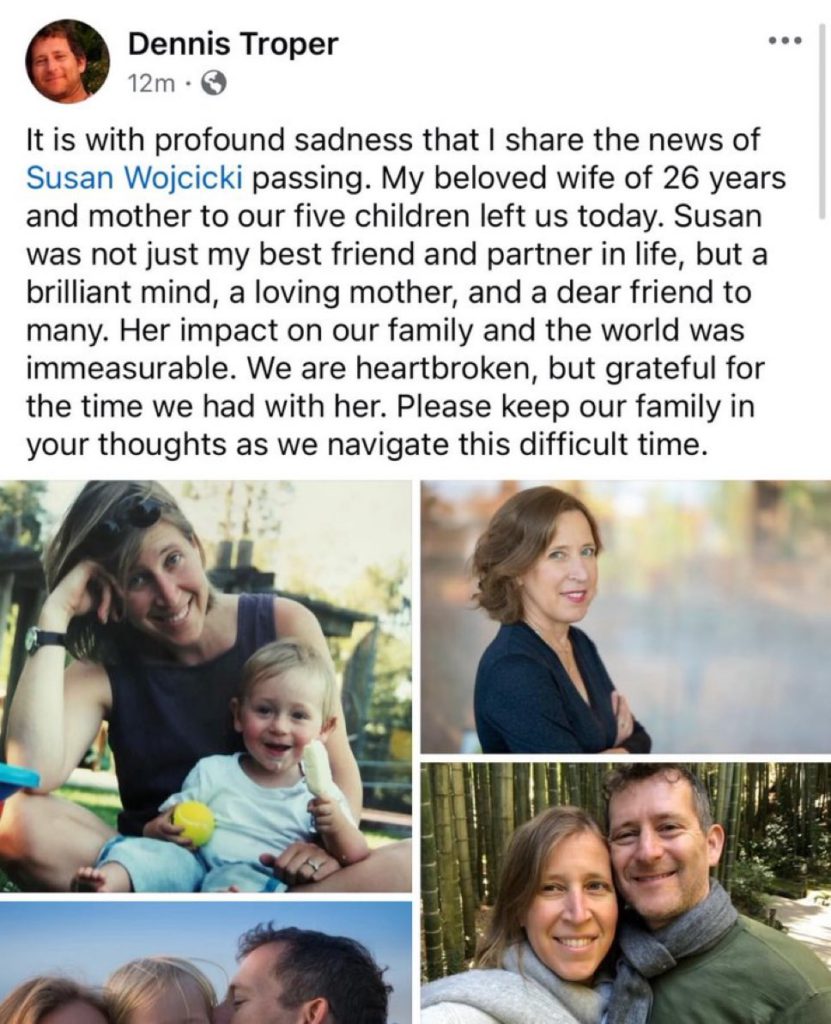 undefined - Social Nation susan wojcicki youtube ceo ex-google executive dennis troper product management director hearfelt note