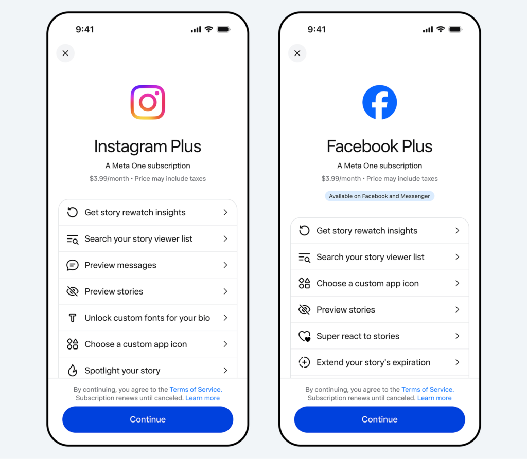 Instagram Plus and Facebook Plus